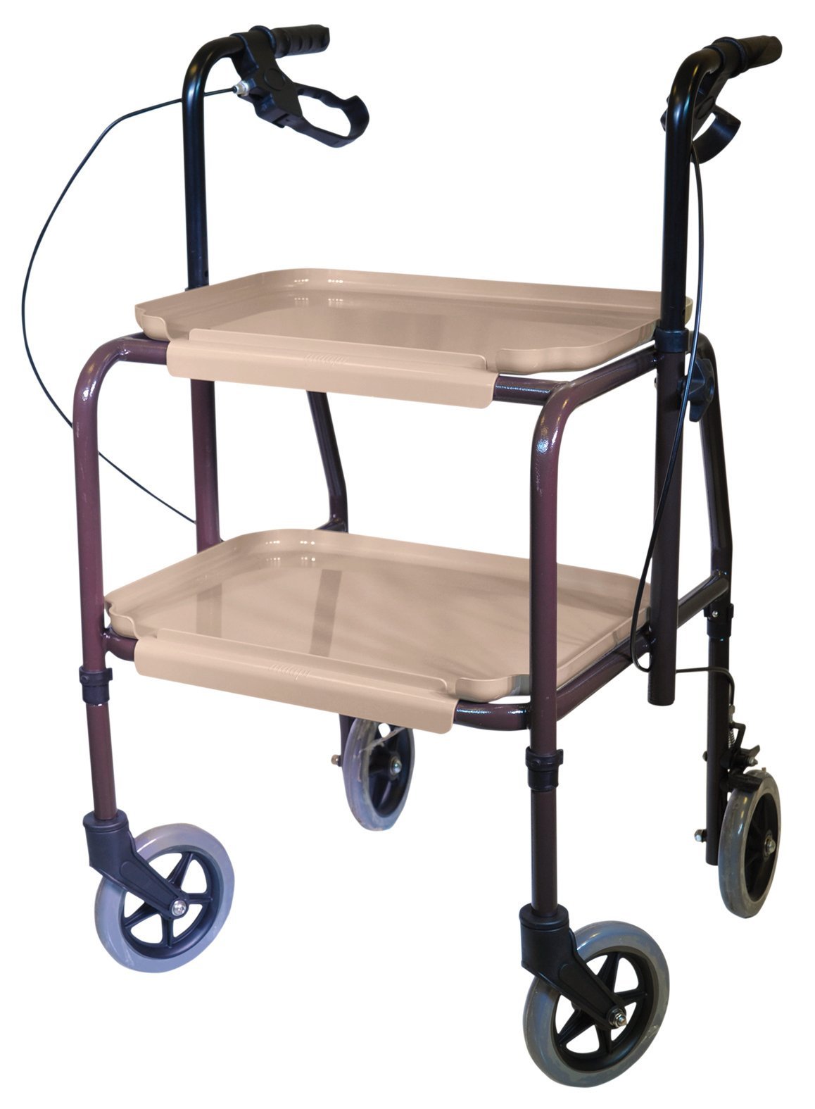 Aidapt Sturdy Height Adjustable Strolley Trolley with Brakes. Easy Removable Trays. Ideal for Transferring Meals, Dinner, Tea etc. Brakes for Added Security