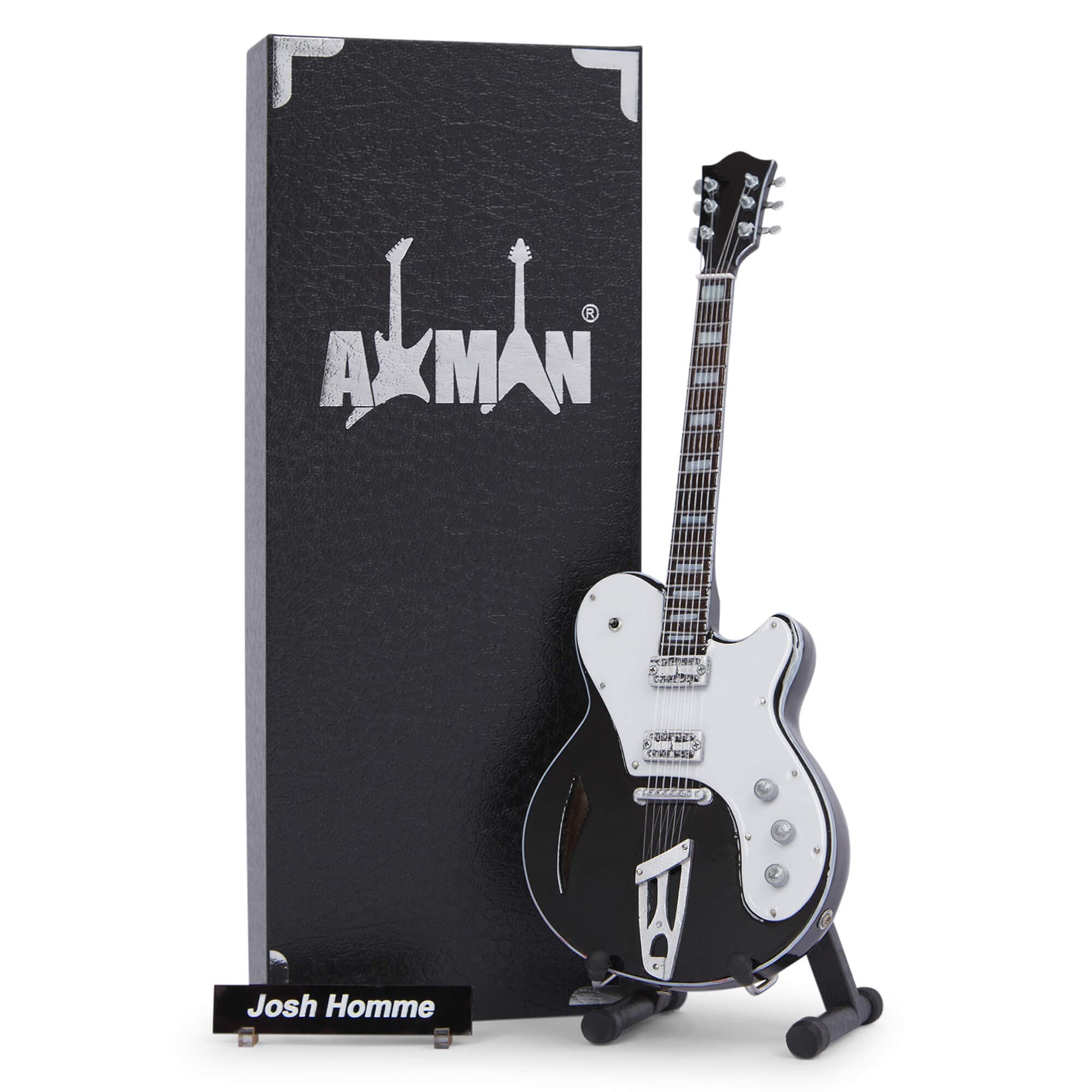 Josh Homme Miniature Guitar Replica - Music Gifts - Handmade Ornamental 1/4 Scale - Display Box, Name Tag and Miniature Guitar Stand Included