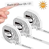 Goknu Clear Label Maker Tape Compatible with Dymo Label Maker Refills LT-100H LT-100T and Compatible with Phomemo P12 P12 PRO LT12 Label Makers, 12mm x 4m (1/2" x 13') 3 Pack, Black on Clear Tape