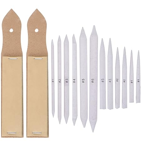 12 Stück Mischen Papierwischer Set mit 2 Stück Schleifpapier Bleistife Spitzer für Student Skizze Zeichnen