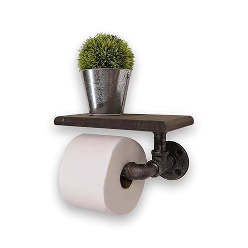 Amazon Com Cast Iron Pipe Toilet Paper Holder With Shelf Handmade