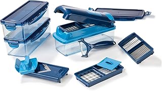 Genius Nicer Dicer Smart | 14 Teile | Gemüseschneider | Allesschneider | Zwiebelschneider | zerkleinern Farbe Blau
