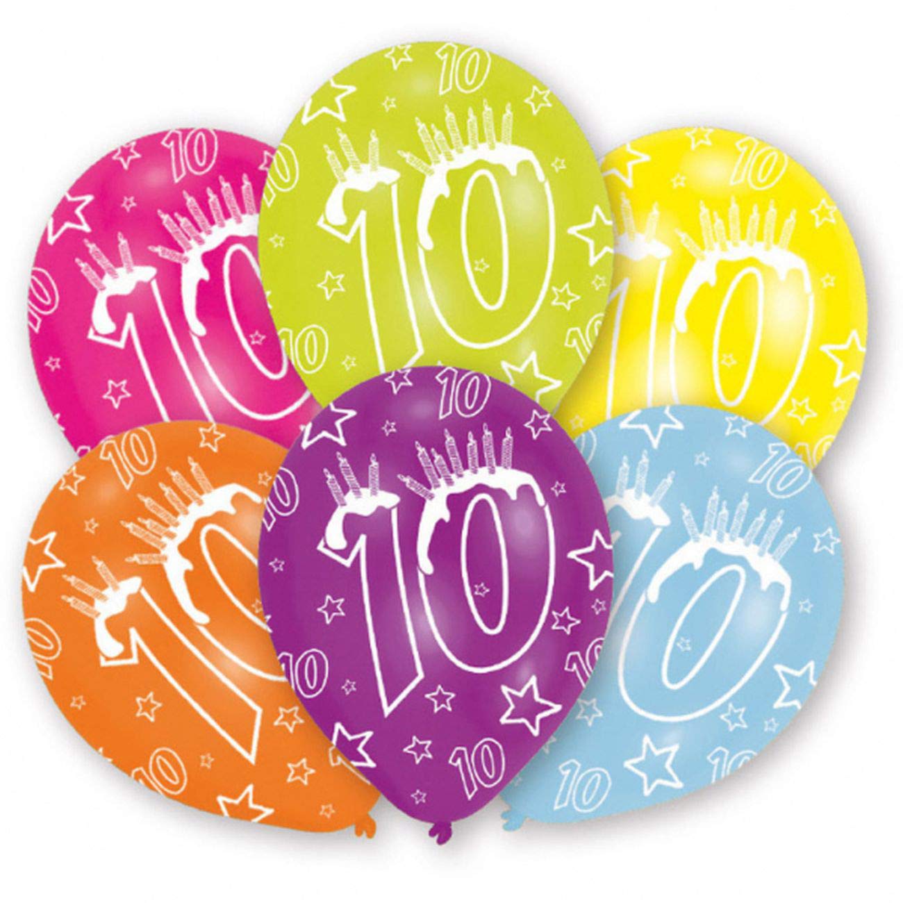 Amscan 27.5 cm All Round Printed Age 10/6 Latex Balloons