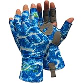 Glacier Glove Islamorada Fingerless Sun Gloves for Women and Men Fishing | UPF 50+ tested, with a partial synthetic leather reinforced palm that stops line cuts and abrasion; 4-way stretch, packable