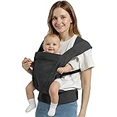 MISSWISDOM Baby Carrier Newborn to Toddler Baby Wraps Carriers(7-30lbs), Newborn Carrier with Head Support, Infant Holder Carrier with Enhanced Lumbar Support, Dark Grey