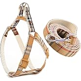 NISIYE Cute Plaid Dog Harness &amp; Leash Set, Adjustable No‑Pull Safety Buckle Harness for Small Puppy Boy Girl Pets Durable Gift for Boy Girl Pets
