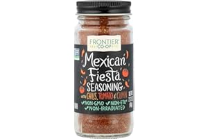 Frontier Co-op Mexican Fiesta Seasoning, 2.12-Ounce Jar, Chilis, Tomato & Cumin, Hint Of Lemon & Cilantro, Salt Free, Kosher, Non ETO