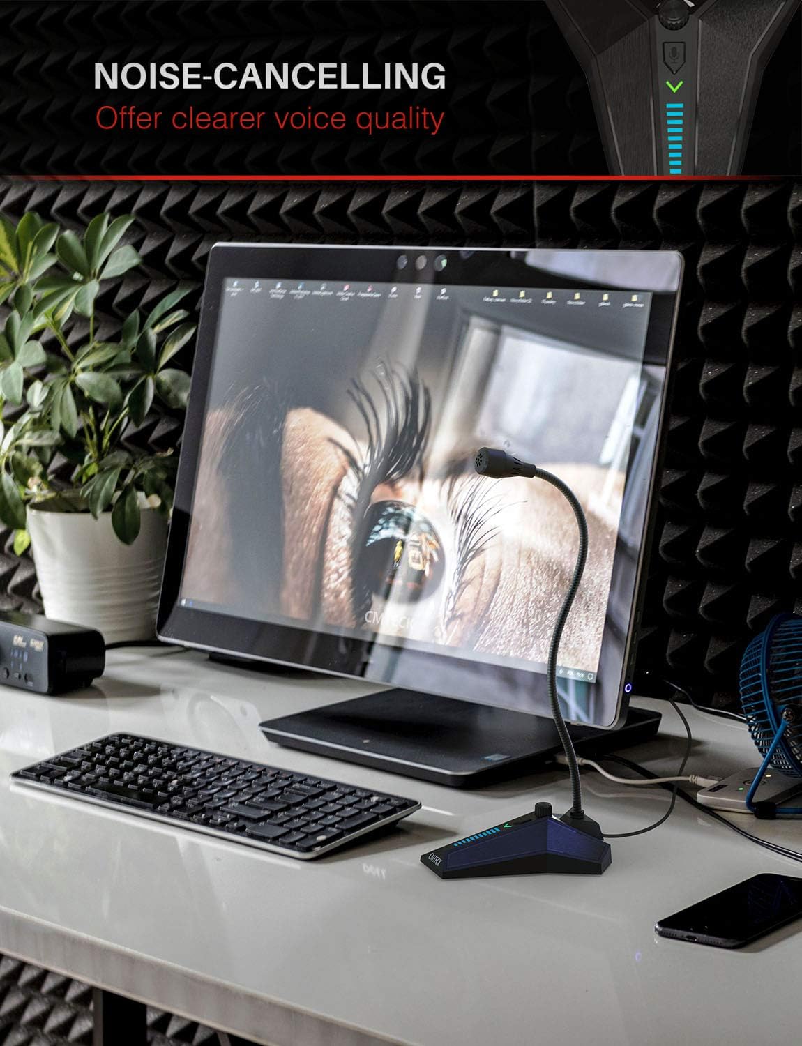 USB Cardioid Microphone,CMTECK G008 Plug &Play Desktop Condenser PC/Laptop Mic,Mute Button with LED Indicator, Compatible with Windows/Mac, Ideal for YouTube,Skype,Recording,Games: Home Audio & Theater