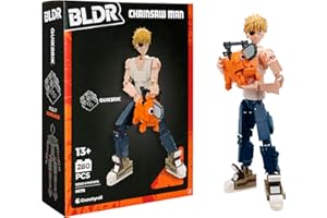 BLDR Chainsaw Man Denji and Pochita Building Set - 9.5-Inch and 2-Inch Buildable Articulated Action Figures, 0078