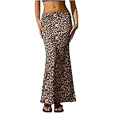 GORGLITTER Women's Leopard Bodycon Maxi Skirt Cheetah Print High Waist Fishtail Pencil Long Skirts Country Concert Outfits