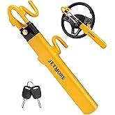 JETMORE Steering Wheel Lock with Keys Adjustable Wheel Locks for Anti Theft | Double Hook Car Steering Wheel Lock Anti-Theft Device for Car Security &amp; Theft Protection Car Accessories for Men Car Lock