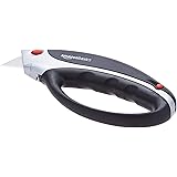 Amazon Basics Comfort Grip Utility Knife - Retractable 3-Position Locking Blade with 4 Replacement Blades