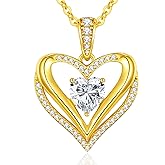 Moissanite Infinity Love Heart Pendant Necklaces for Women, 1-3 Carat 925 Sterling Silver 18K Gold Plated Engraved with"I LOVE YOU', Anniversary Birthday Present Jewelry Christmas Valentines Day Gift for Women Wife Girlfriend Her