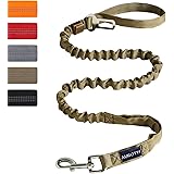 AUROTH Heavy Duty Bungee Dog Leash for Medium Large Breed Dogs, No Pull for Shock Absorption with Car Seat Belt, 2 Padded Han
