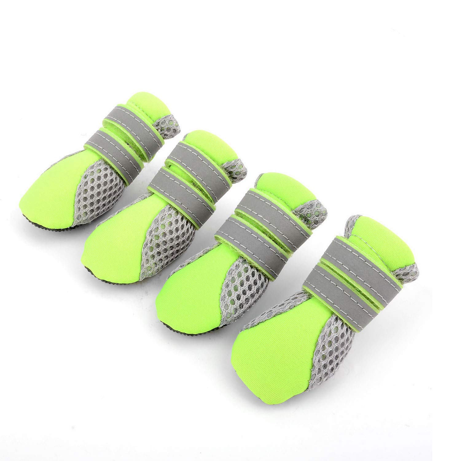 Zunea Paw Protector Dog Boots Summer Non-slip Small Dog Booties Reflective Breathable Soft Mesh Puppy Dog Shoes Heat Resistant for Hot Weather Hot Pavement Green mini XL