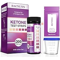 BACNUNN Ketone Test Strips - Upgraded 200 Keto Strips Urine Test for Ketogenic & Low-Carb Diets with Urine Cup - Ketosis Home