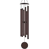 38" Large Aluminium Wind Chimes with Classic Sound, Coolest Metal Windchimes Outdoors with Pine Wood Striker, Unique Gift for Mom, Garden Decoration(Frosted Brown)