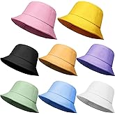 Geyoga 8 Pack Cotton Bucket Hat Foldable Packable Fishing Hat Beach Cap for Kids Teen Girls Women Men