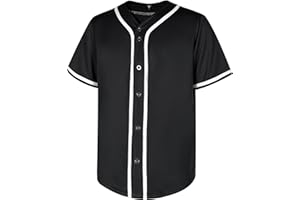 babyhealthy Mens Blank Baseball Jersey Button Down Shirts Plain Hip Hop Hipster Tshirts Softball Sports Active Tee