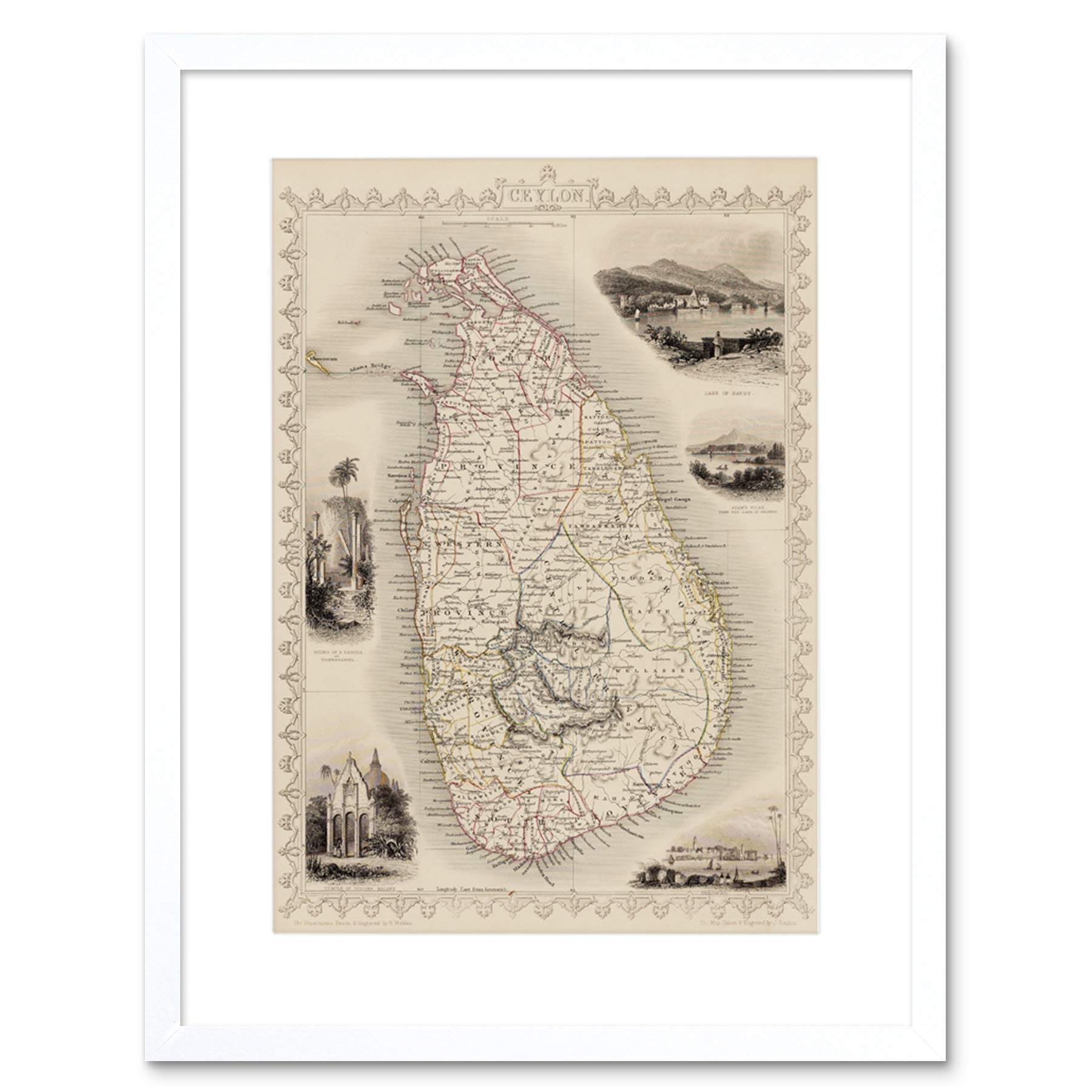 Wee Blue Coo Ceylon Sri Lanka Map Framed Wall Art Print — image 1