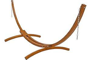 Sunnydaze Curved Wood Hammock Stand Only - 2-Person Wooden Hammock Stand for Outside with 400-Pound Capacity- 12-Foot