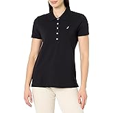 Nautica Womens 5-Button Short Sleeve Breathable 100% Cotton Polo Shirt
