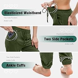 Walifrey Womens Joggers with Pockets, Drawstring