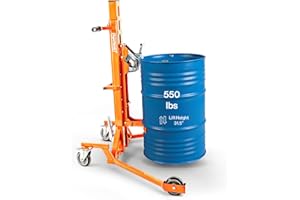 SuperHandy Hydraulic Drum Lift for 55-Gallon Drums – Heavy-Duty Barrel Lifter, 550 LB Capacity, Easy-to-Use Manual Drum Handl