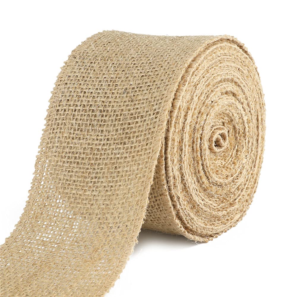 jijAcraft 8CM Hessian Ribbon Roll, 10M Natural Burlap Roll, Thick Brown Jute Ribbon for Gift Wrapping, Crafts, Bows, Florist, Rustic Wedding, Christmas Decorations