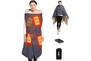 FERNIDA Heated Blanket Battery Operated Cordless Heated Blanket, 59" x 47" Portable Heated Blanket Wearable Blanket Sherpa DC