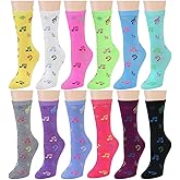 Falari 12 Pairs Women's Cotton Crew Socks Assorted Colors