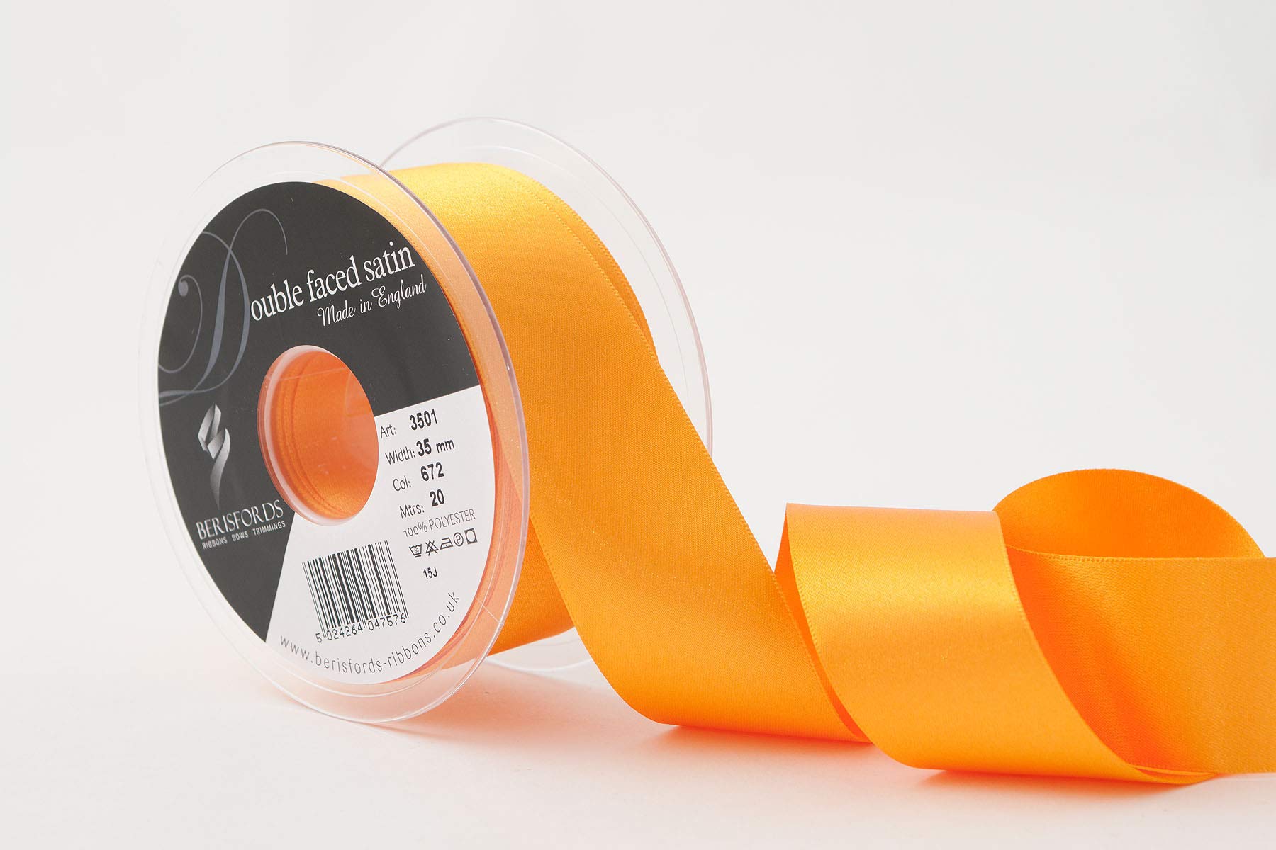 Berisfords Double FACE Poly Satin Ribbon, Marigold, 35 mm — image 1