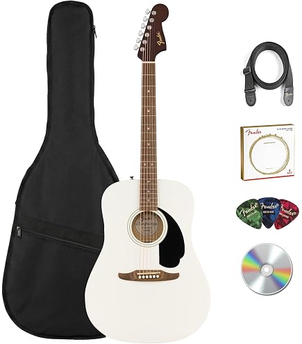 Amazon.com: Fender Malibu Player Acoustic Guitar, Olympic White