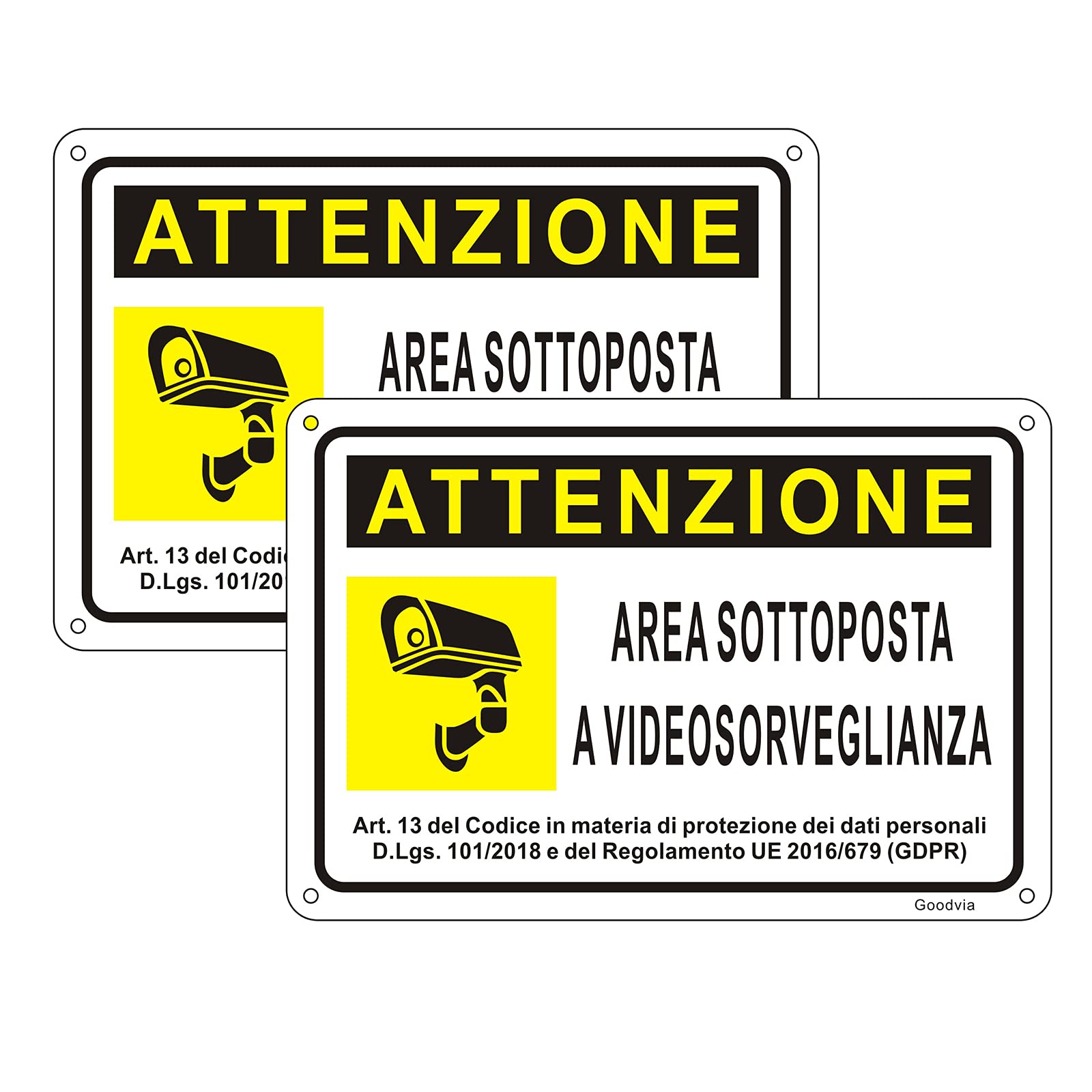 Goodvia Video Surveillance Sign Metal 6x8.6 Inch Video Surveillance Sign Aluminum Reflective Waterproof and UV Resistant Suitable for Homes and Businesses