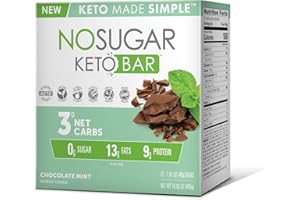 NO SUGAR COMPANY No Sugar Keto Bar Snack - Low Carb No Sugar Keto Snack Food with Keto Friendly Macros (12 x 1.41oz Bars, Chocolate Mint)