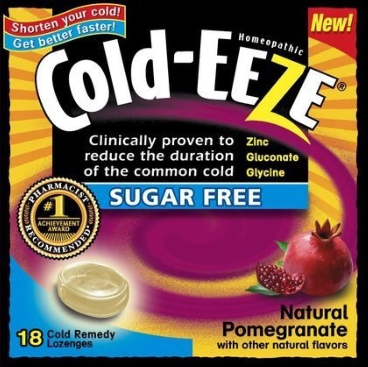 COLDEEZE Lozenges Natural Pomegranate Sugar Free Box 18