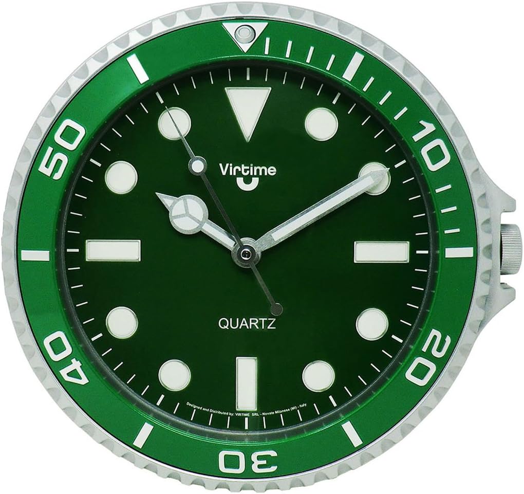 Cucuba® ELEGANT FUNNY WALL CLOCKS FOR HOUSE / RESTAURANTS / PUBS ROLEX DESIGN 28CM Ø DIAMETER - GIFT IDEA (Color: Green)