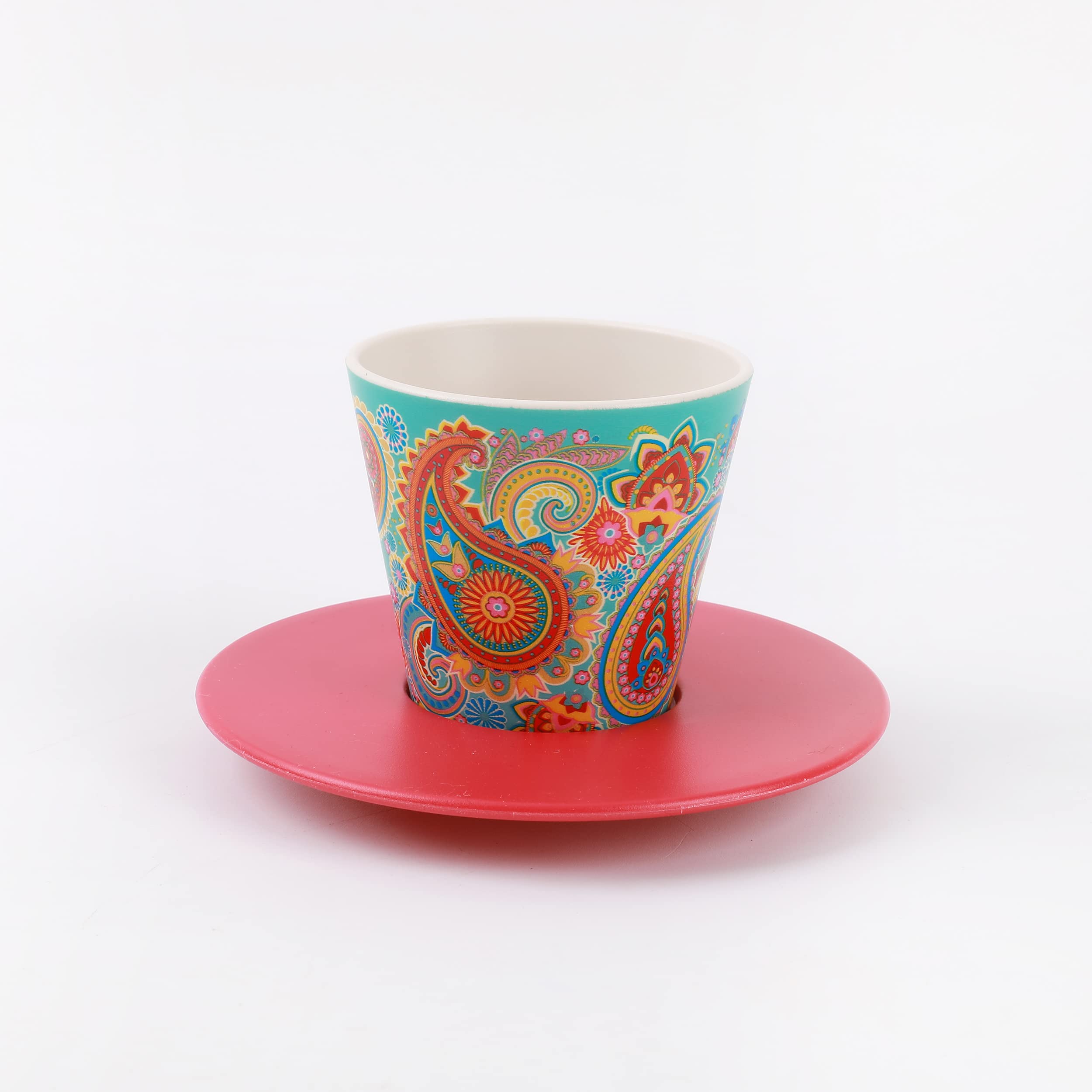 IDRINK® - RPET Mug, Saucer and Spoon Set | Great and Cute Gift Environmentally Friendly | (Paisley)