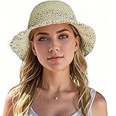 Floppy Big Beach Straw Hats for Women Foldable Summer Wide Brim Packable Sun Hat Womens Travel Straw Fedora Hat