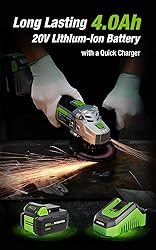 WORKPRO 20V Cordless Angle Grinder Kit, 4-1/2