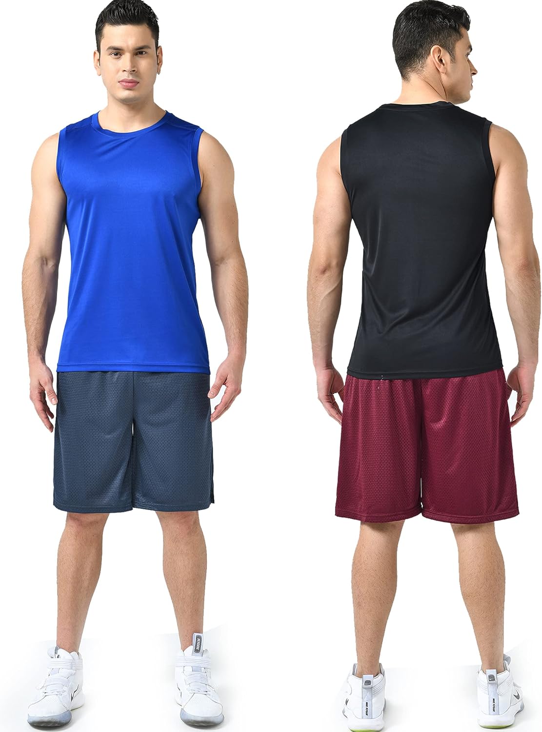 Liberty Imports Pack of 5 Men's Stretch Cool Dry Muscle Tank Tops Athletic Crewneck Sleeveless Workout Shirts: Clothing