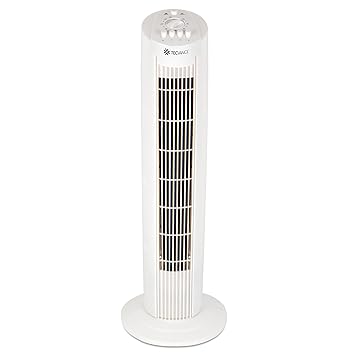 Tecvance Säulenventilator, Turmventilator in weiß | 90° Oszillierender Ventilator mit 3 Geschwindigkeitsstufen | Tower-Ventil