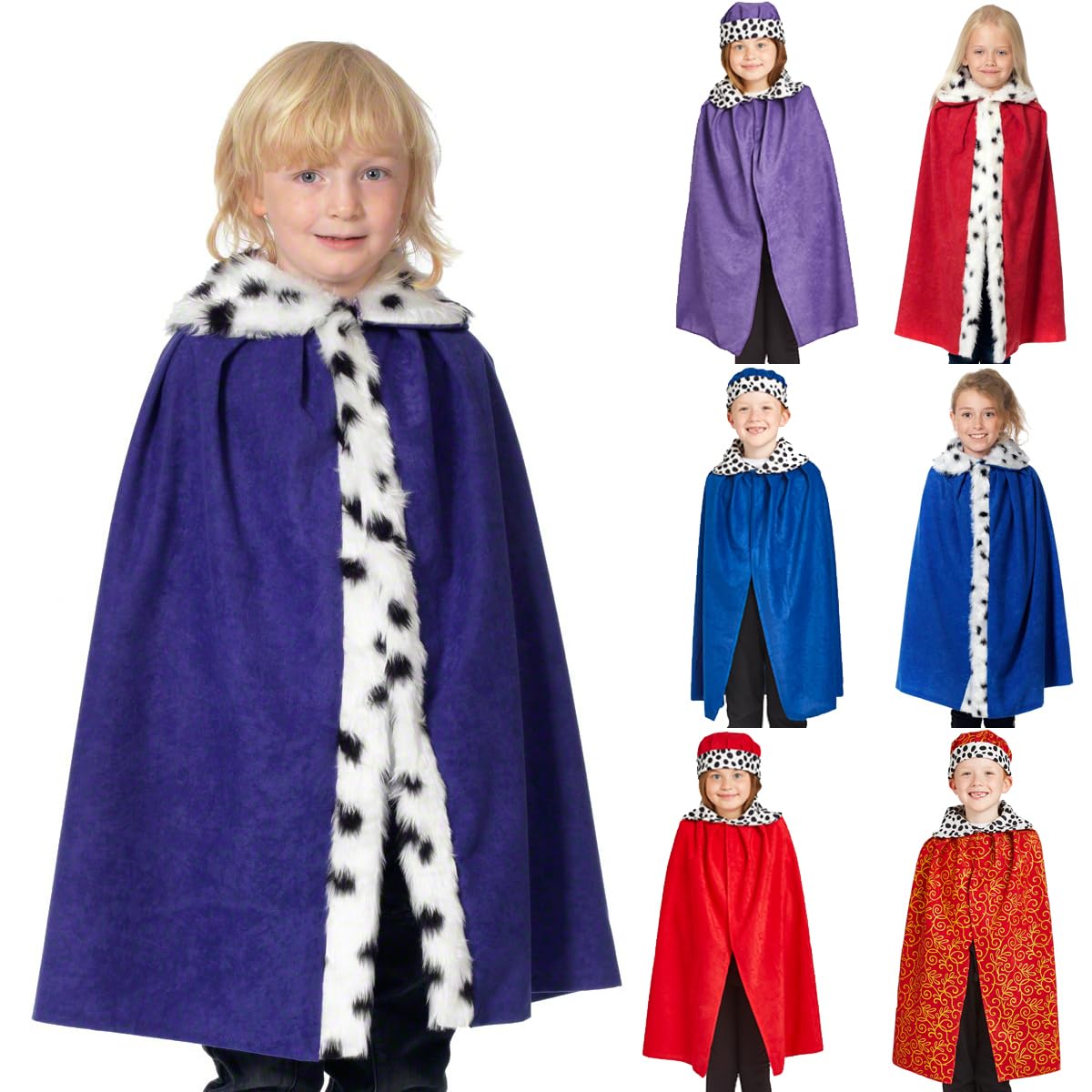 Charlie Crow Purple King/Queen Cloak for Kids. One Size 3-8 years. Fur trim. — image 1