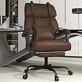 Ergonomic Office Chair with Footrest, 400lbs High Back Executive Home Office Computer Chair with Unique Ear-Shape Headrest for Neck Support,Coffee Leather Office Chairs for Home Office Work