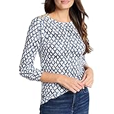 NIC+Zoe Womens Denim Diamonds Button Shoulder Top