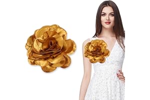 COAUXOG 7.5in Extra Large Rose Brooch Exquisite Shiny Satin Camellia Brooch Oversized Flower Brooch Lapel Pin,Suitable for Women Dance Banquet Wedding Hair Clothing Accessories