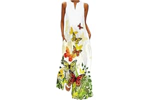 VEDOLAY Maxi Dress for Women Summer Women's Casual Loose Elegant Long Dress Sleeveless Split Beach Floral Dresses