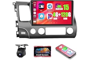 Realdio 4+128GB Android 15 Car Radio for Honda Civic 2006-2011 Wireless Carplay Android Auto, 10.1" 1280 * 720P in-Cell Touch