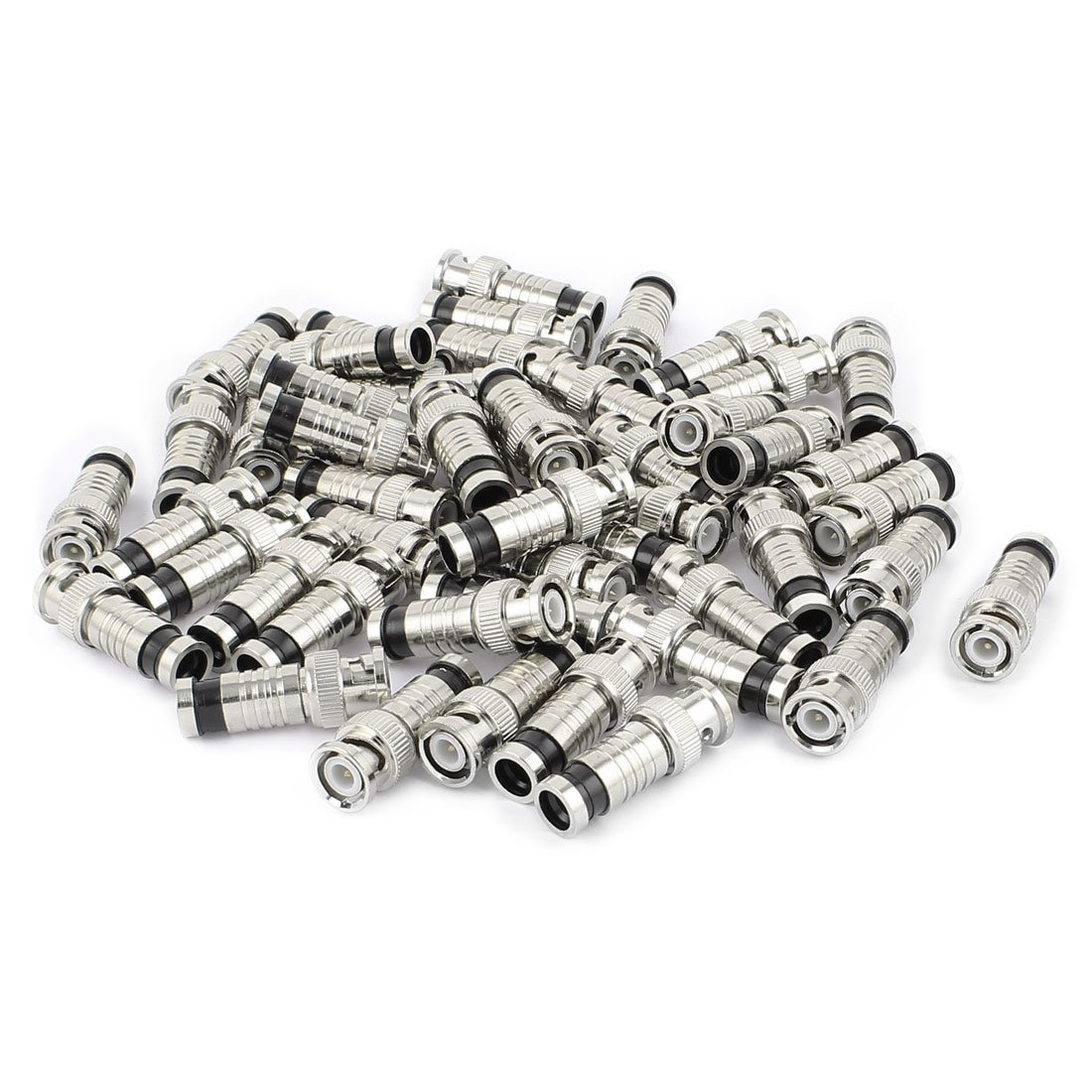 sourcing map 50 Pcs BNC Male Compression Connector Adapter RG59 Security Coaxial Cable CCTV Camera