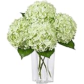 DuHouse 3Pcs Large Hydrangea Artificial Flowers,20 inch Latex Real Touch Hydrangeas Lifelike Hydrangea Flower for Home Wedding Bouquets Centerpieces Party Living Room Decoration(Light Green)